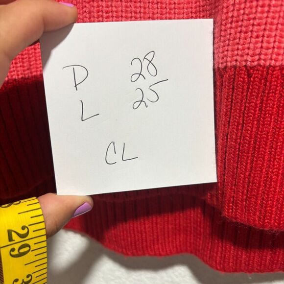 Lovers + Friends Nikki Fringe Colorblock Pullover Sweater Red Pink Medium Wool - Picture 7 of 7